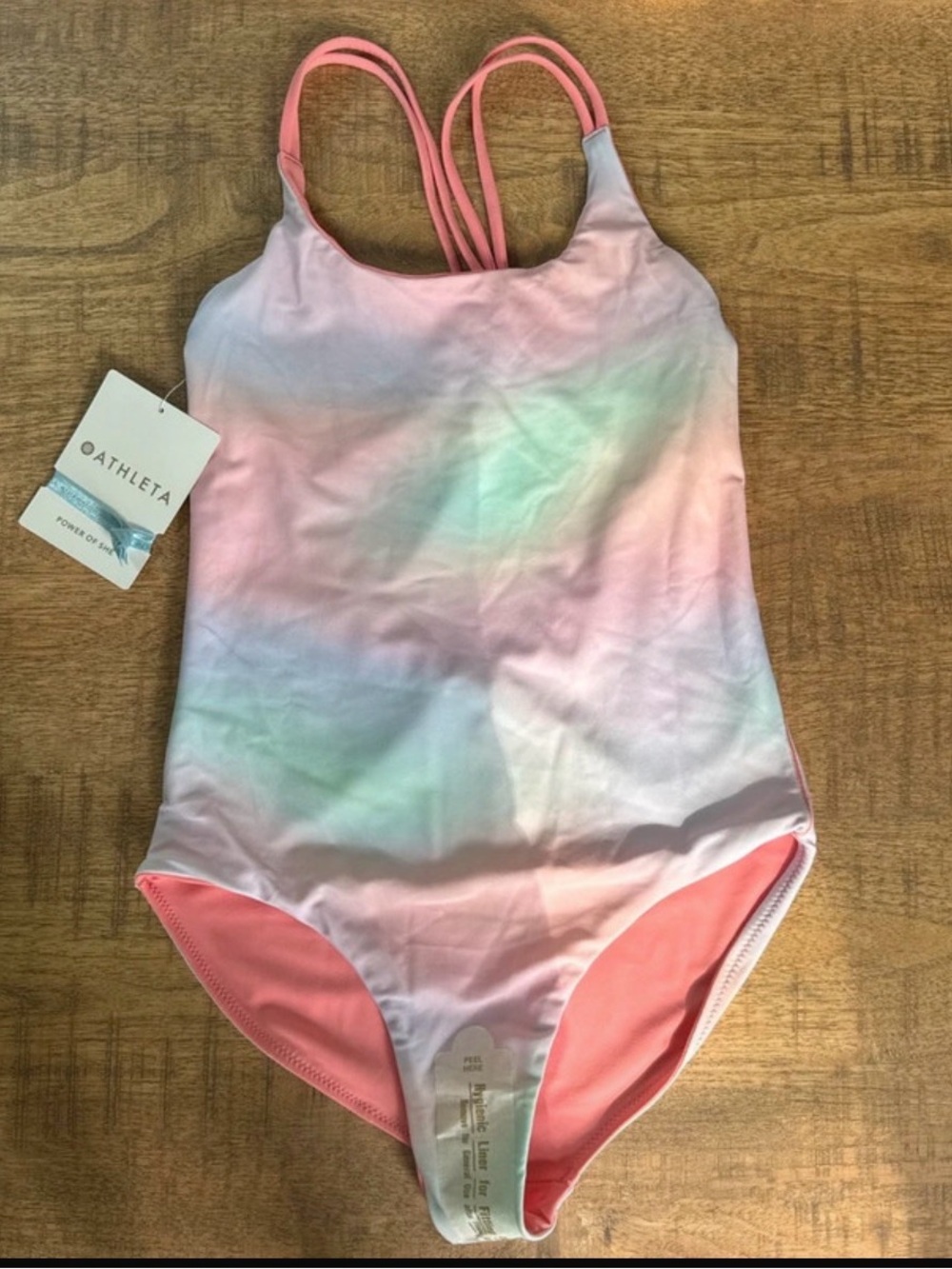 Athleta Girls' Pink Pastel Ombre One-Piece Swimsuit